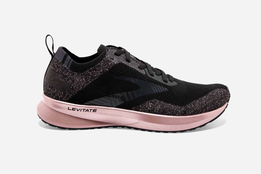 Brooks Running Shoes Womens Black/Pink - Levitate 4 Road - 6701-TZYAL